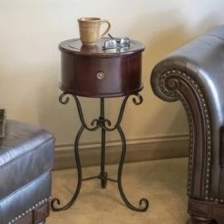 Deals ⌛ Decor Therapy Wilson 1 Drawer Wood and Metal Round Side Table Espresso - Décor Therapy 🤩 -End And Side Tables shop unnamed file 7300