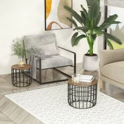 Wholesale ⌛ HomCom 2pc Retro Industrial Style Side End Table Set 😀 -End And Side Tables shop unnamed file 731