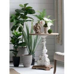 Outlet 🔥 A&B Home Round Side Table Antique White/Natural - A&B Home ⌛ -End And Side Tables shop unnamed file 7323