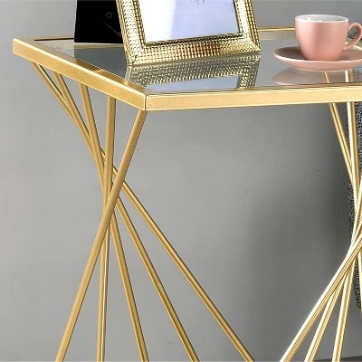 Flash Sale π Rathlin Glass Top Side Table with Glass Top Gold - miBasics π 5 Flash Sale π Rathlin Glass Top Side Table with Glass Top Gold - miBasics π - Image 3