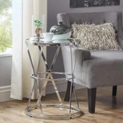 Brand new 🤩 Estella Mirrored Top Round Entryway Side Table Chrome - Inspire Q 🤩