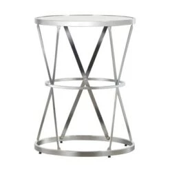 Brand new 🤩 Estella Mirrored Top Round Entryway Side Table Chrome - Inspire Q 🤩 -End And Side Tables shop unnamed file 7334
