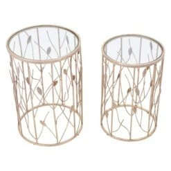 Cheapest 👍 Set of 2 Riley Side Tables Clear/Gold - ZM Home ✔️