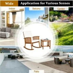 Buy 🛒 Costway 2PCS Acacia Wood Patio Rocking Chair Set Cushioned Coffee Table 🔥 -End And Side Tables shop unnamed file 735