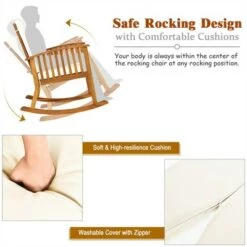 Buy 🛒 Costway 2PCS Acacia Wood Patio Rocking Chair Set Cushioned Coffee Table 🔥 -End And Side Tables shop unnamed file 738