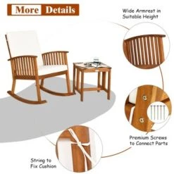Buy 🛒 Costway 2PCS Acacia Wood Patio Rocking Chair Set Cushioned Coffee Table 🔥 -End And Side Tables shop unnamed file 739
