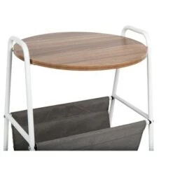 Buy 🧨 Mind Reader Round Side Table with Fabric Storage Pocket, Wood Finish 👏 -End And Side Tables shop unnamed file 7394