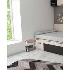 Buy 🧨 Mind Reader Round Side Table with Fabric Storage Pocket, Wood Finish 👏 -End And Side Tables shop unnamed file 7395