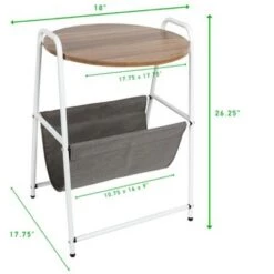 Buy 🧨 Mind Reader Round Side Table with Fabric Storage Pocket, Wood Finish 👏 -End And Side Tables shop unnamed file 7396