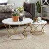 Hot Sale 🔔 Geometric Glam Nesting Coffee Tables - Saracina Home White Marble/gold 🎉