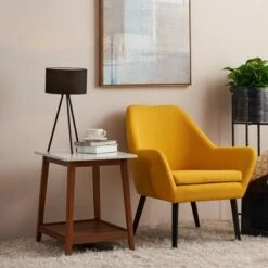 Discount ⭐ Kingston Side Table with Faux Marble Top Solid Wood Leg Walnut - Teamson Home 🤩 -End And Side Tables shop unnamed file 7402