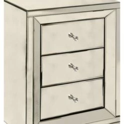 Flash Sale 🎉 Mirrored 3 Drawer Side Table Silver - Stylecraft 🌟