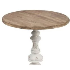 Coupon 😀 A&B Home 26" Round Side Table Antique White/Natural - A&B Home ✔️