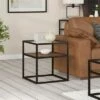 Brand new 💯 Henn& Hart Metal Classic Glass and Wooden Side Table in Brown - Henn&Hart 😀 -End And Side Tables shop unnamed file 7472