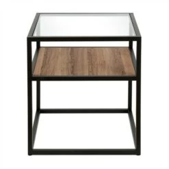 Brand new 💯 Henn& Hart Metal Classic Glass and Wooden Side Table in Brown - Henn&Hart 😀 -End And Side Tables shop unnamed file 7473