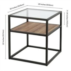 Brand new 💯 Henn& Hart Metal Classic Glass and Wooden Side Table in Brown - Henn&Hart 😀 -End And Side Tables shop unnamed file 7475