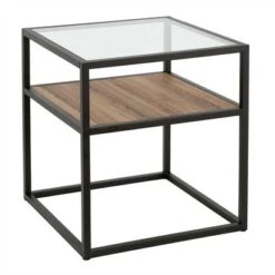 Brand new 💯 Henn& Hart Metal Classic Glass and Wooden Side Table in Brown - Henn&Hart 😀 -End And Side Tables shop unnamed file 7478