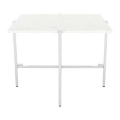 Best Sale 🎉 Tulare Side Table White/Silver - ZM Home 🌟