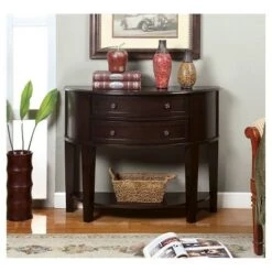 Coupon 😉 Julie Curved 2 Drawer Side Table Brown - HOMES: Inside + Out 🎁