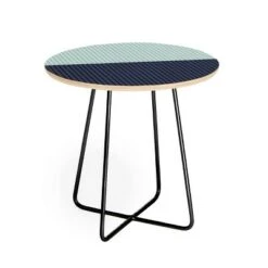 Outlet 👏 Round Colour Poems Color Block Lines Side Table - Deny Designs Green/gold 💯 -End And Side Tables shop unnamed file 7559