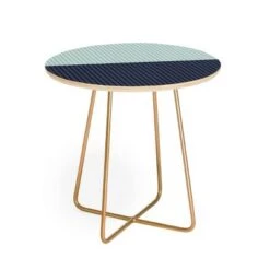 Outlet 👏 Round Colour Poems Color Block Lines Side Table - Deny Designs Green/gold 💯 -End And Side Tables shop unnamed file 7560