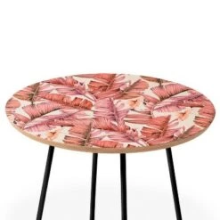 Flash Sale ⭐ Round Marta Barragan Camarasa Jungle Paradise Pink Side Table - Deny Designs Pink/gold ✔️