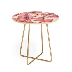 Flash Sale ⭐ Round Marta Barragan Camarasa Jungle Paradise Pink Side Table - Deny Designs Pink/gold ✔️ -End And Side Tables shop unnamed file 7567