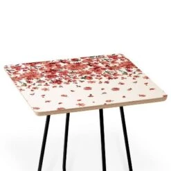 Budget 𧨠Square Ninola Design Prairie Flowers Countryside Red Side Table - Deny Designs White/gold π
