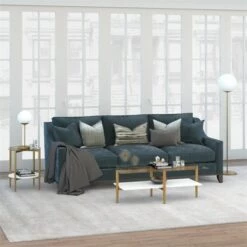 Deals 😉 Henn& Hart Mid-Century Brass Metal Round Side Table with White Lacquer Shelf - Henn&Hart ❤️ -End And Side Tables shop unnamed file 7595