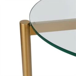 Deals 😉 Henn& Hart Mid-Century Brass Metal Round Side Table with White Lacquer Shelf - Henn&Hart ❤️ -End And Side Tables shop unnamed file 7597