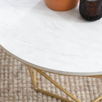 Hot Sale π Geometric Glam Nesting Coffee Tables - Saracina Home White Marble/gold π 5 Hot Sale π Geometric Glam Nesting Coffee Tables - Saracina Home White Marble/gold π - Image 3