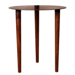 Deals 👏 Round Metal Top Side Table with Rotatable Tray and Tripod Legs Brown/Black - The Urban Port ❤️ -End And Side Tables shop unnamed file 7603