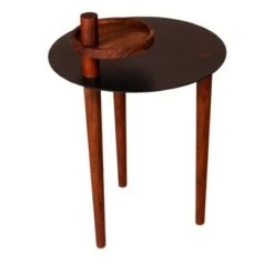 Deals 👏 Round Metal Top Side Table with Rotatable Tray and Tripod Legs Brown/Black - The Urban Port ❤️ -End And Side Tables shop unnamed file 7605