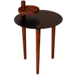 Deals 👏 Round Metal Top Side Table with Rotatable Tray and Tripod Legs Brown/Black - The Urban Port ❤️ -End And Side Tables shop unnamed file 7606