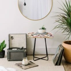 Coupon 🥰 Square Ninola Design Butterflies Wings Countryside Side Table - Deny Designs Pink/gold 🥰 -End And Side Tables shop unnamed file 7615