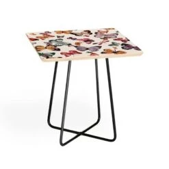Coupon 🥰 Square Ninola Design Butterflies Wings Countryside Side Table - Deny Designs Pink/gold 🥰 -End And Side Tables shop unnamed file 7616