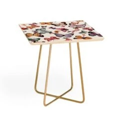 Coupon 🥰 Square Ninola Design Butterflies Wings Countryside Side Table - Deny Designs Pink/gold 🥰 -End And Side Tables shop unnamed file 7617