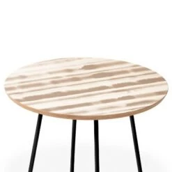 Best Pirce ❤️ Round Jacqueline Maldonado Watercolor Stripes Taupe Side Table - Deny Designs Brown/gold ✨