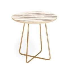 Best Pirce ❤️ Round Jacqueline Maldonado Watercolor Stripes Taupe Side Table - Deny Designs Brown/gold ✨ -End And Side Tables shop unnamed file 7638