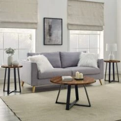 Discount 😍 3pc Wrightson Modern Wrap Leg Occasional Table Set - Saracina Home Dark Walnut ❤️