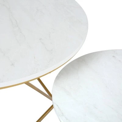 Hot Sale π Geometric Glam Nesting Coffee Tables - Saracina Home White Marble/gold π 6 Hot Sale π Geometric Glam Nesting Coffee Tables - Saracina Home White Marble/gold π - Image 4