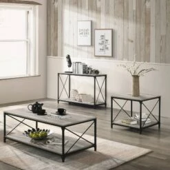 Deals ⌛ 3pc Rosslea Coffee Table and 2 End Tables Set Black/Gray - HOMES: Inside + Out 😉