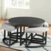 Flash Sale ⭐ Set of 5 Yukon Coffee Table with Stools and Fabric Seats Gray/Walnut - Steve Silver Co. 🤩 -End And Side Tables shop unnamed file 7726
