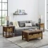 Hot Sale 🌟 3pc Mission Coffee and Side Table Set with Woven Baskets - Saracina Home Driftwood 🎁 -End And Side Tables shop unnamed file 7761