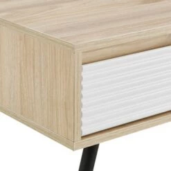 Buy ⭐ 3pc Mid-Century Modern Fluted Drawer Coffee and Side Table Set Solid - Saracina Home Solid White/birch 🔔 -End And Side Tables shop unnamed file 7776