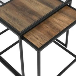 Coupon ⌛ 3pc Modern Open Frame Nesting Table Set - Saracina Home Gray Wash/glass 🎁 -End And Side Tables shop unnamed file 7790