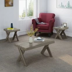 Discount 🛒 3pc Esmeralda Farmhouse Table Set - Christopher Knight Home Light Gray 🧨