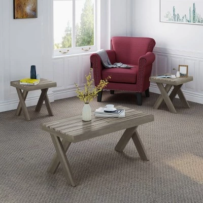 Discount π 3pc Esmeralda Farmhouse Table Set - Christopher Knight Home Light Gray 𧨠3 Discount π 3pc Esmeralda Farmhouse Table Set - Christopher Knight Home Light Gray π§¨