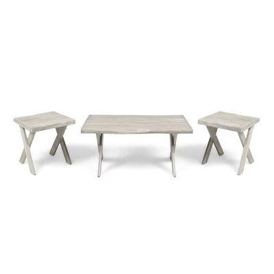 Discount π 3pc Esmeralda Farmhouse Table Set - Christopher Knight Home Light Gray 𧨠7 Discount π 3pc Esmeralda Farmhouse Table Set - Christopher Knight Home Light Gray 𧨠- Image 5