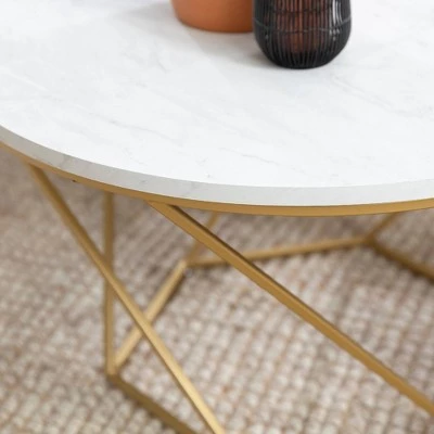 Hot Sale π Geometric Glam Nesting Coffee Tables - Saracina Home White Marble/gold π 7 Hot Sale π Geometric Glam Nesting Coffee Tables - Saracina Home White Marble/gold π - Image 5